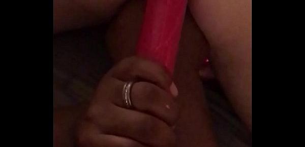  Amateur drunk pawg wife screaming and cummin with a huge dildo up her ass